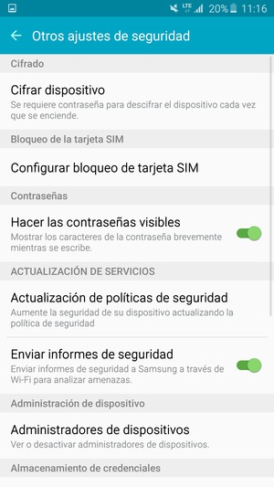 Seleccione Configurar bloqueo de tarjeta SIM