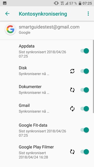 Din informasjon blir synkronisert