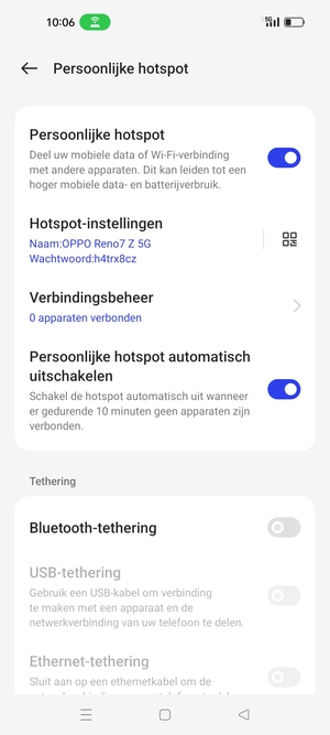 Uw telefoon is nu geïnstalleerd voor gebruik als modem