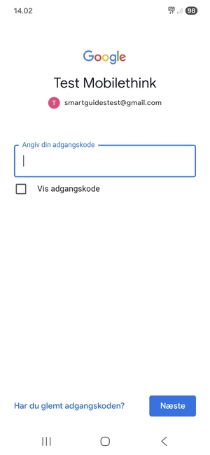 Indtast din Gmail adgangskode og vælg Næste