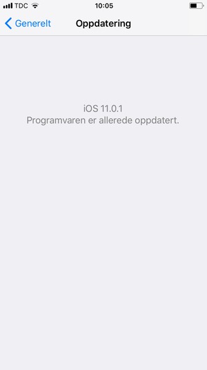 Hvis din iPhone er oppdatert, vil du se følgende skjermbilde.