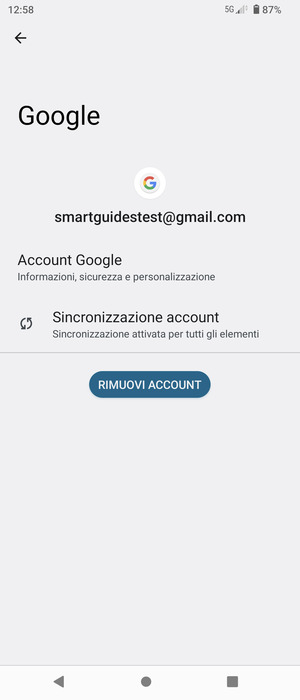 Seleziona Sincronizzazione account