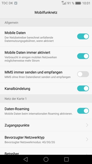 Schalten Sie Daten-Roaming an oder aus