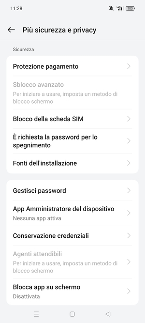 Seleziona  Blocco della scheda SIM