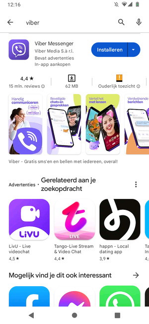 Selecteer de app