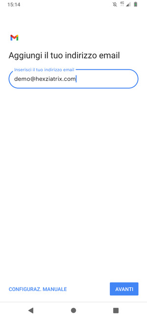 Inserisci il tuo indirizzo email e seleziona AVANTI