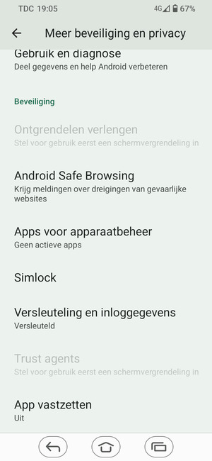 Scroll naar en selecteer Simlock
