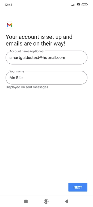 Give your account a name and enter your name. Select NEXT