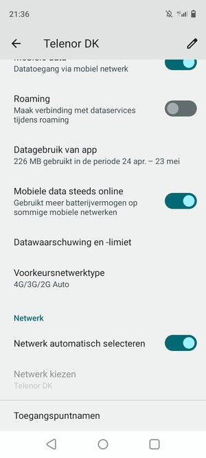 Scroll naar en selecteer Toegangspuntnamen