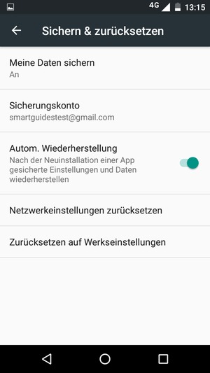 Wählen Sie Sicherungskonto