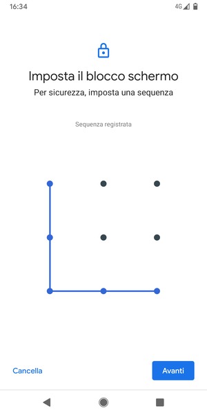 Disegna una sequenza di sblocco e seleziona Avanti
