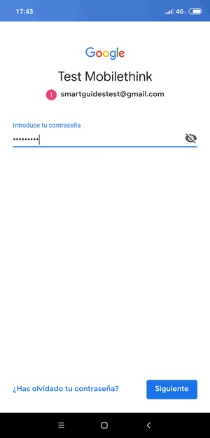 Introduzca su contraseña de Gmail y seleccione Siguiente