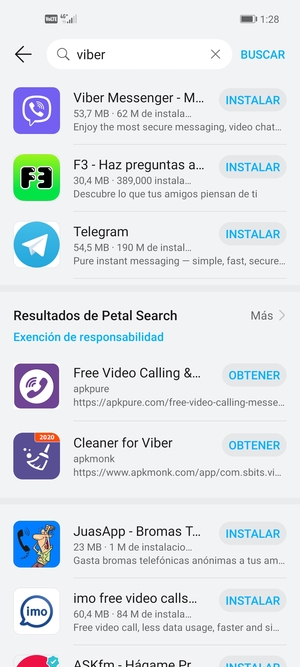 Seleccione la aplicación
