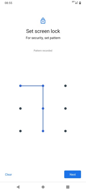 Draw an unlock pattern and select Next