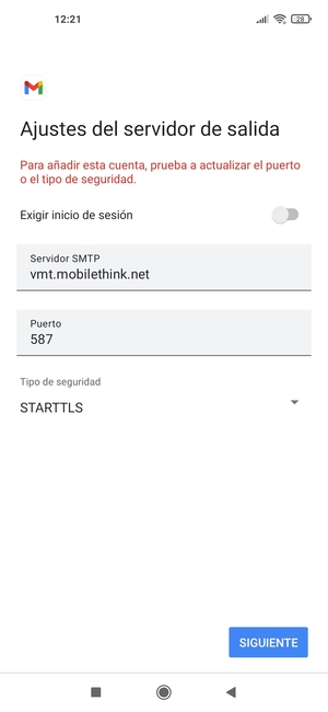 Seleccione Tipo de seguridad