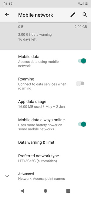 Scroll to and select Advanced