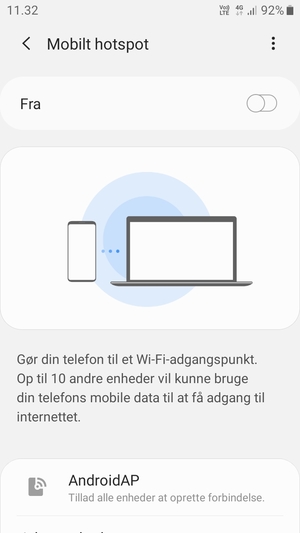 Aktiver Mobilt hotspot