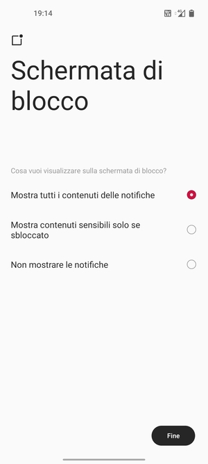 Seleziona la tua opzione preferita e poi Fine