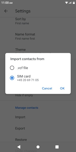 Select SIM card and OK