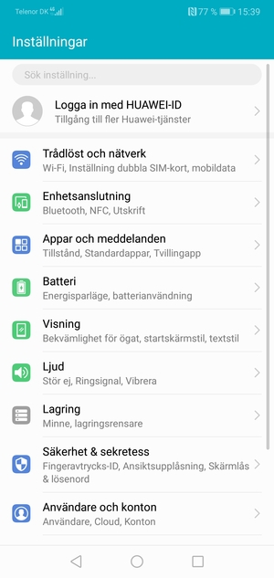 Välj Batteri