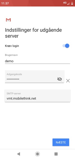 Indtast udgående serveradresse