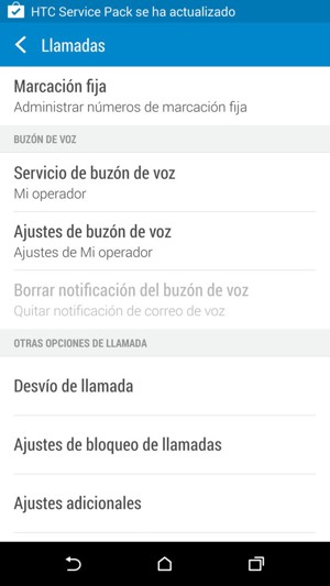 Seleccione Ajustes de búzon de voz