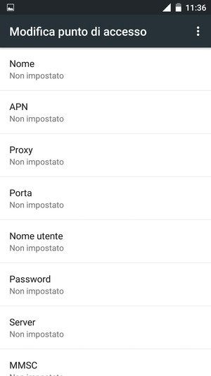 Inserisci le informazioni di Internet