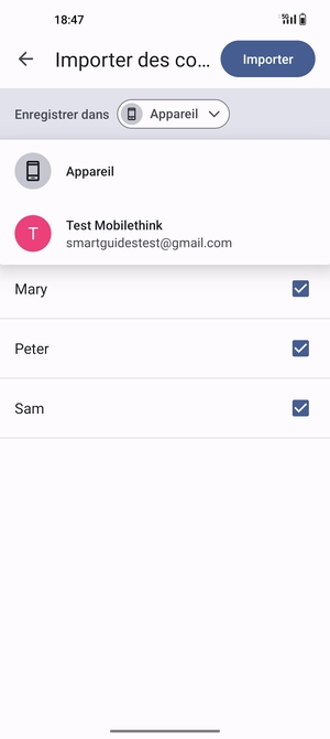Sélectionnez votre compte Google