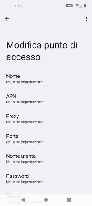 Inserisci le informazioni di Internet
