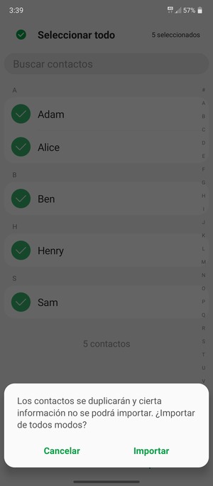 Seleccione Importar