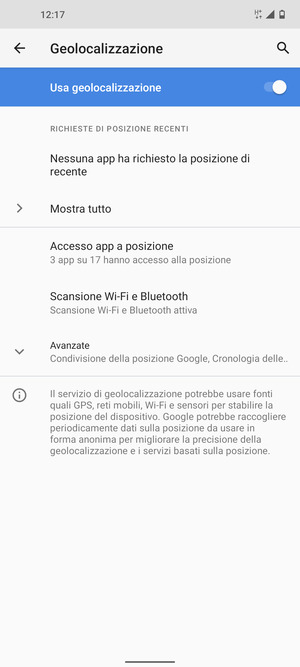 Disattiva Usa geolocalizzazione