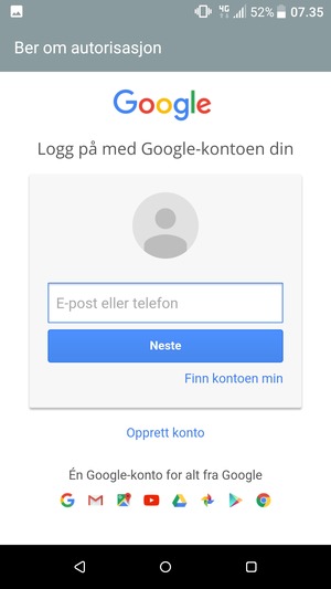 Skriv inn din Gmail-adresse og velg Neste