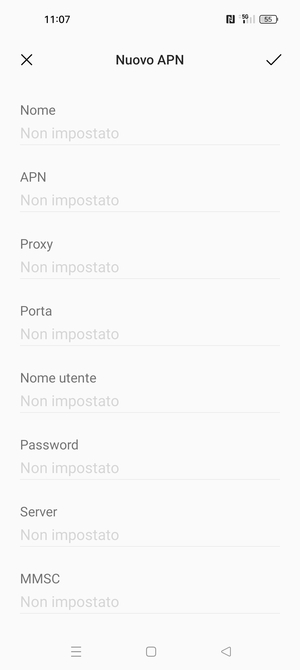 Inserisci le informazioni di Internet