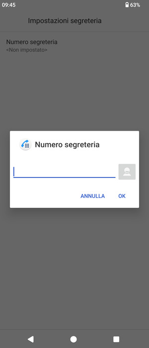 Inserisci Numero segreteria e seleziona OK