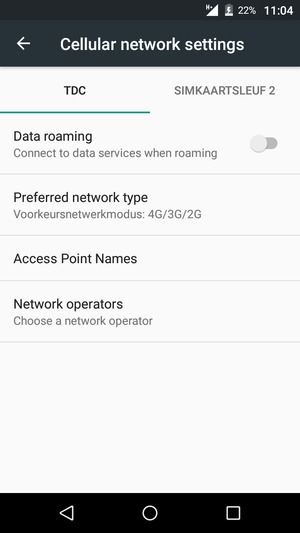 Selecteer Public en Access Point Names