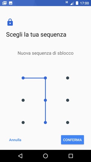 Disegna nuovamente la sequenza di sblocco e seleziona CONFERMA