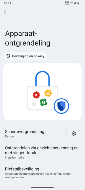 Uw telefoon is nu beveiligd met een schermvergrendeling