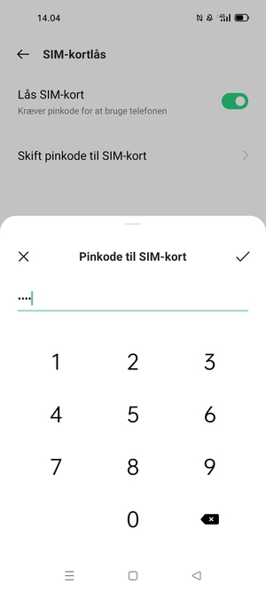 Indtast din Ny pinkode til SIM-kort og vælg OK
