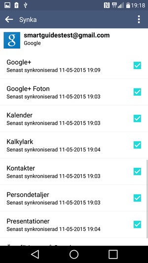Kryssa i alla rutor och välj Meny-knappen