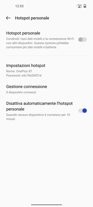 Seleziona Impostazioni hotspot