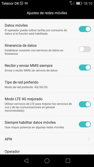 Seleccione Tipo de red preferido