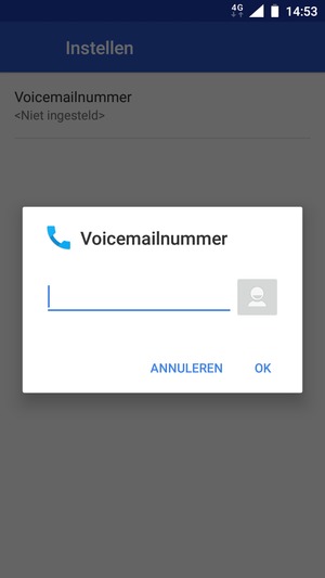 Voer het Voicemailnummer in en selecteer OK