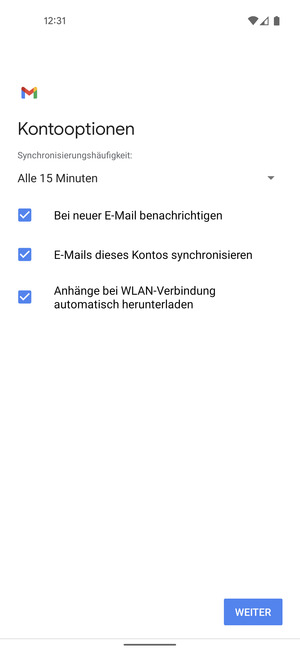 Wählen Sie WEITER