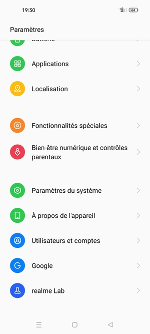 Faites défiler et sélectionnez À propos de l'appareil