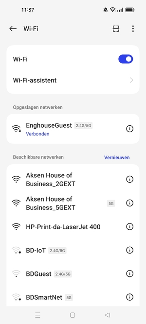 U bent nu verbonden met het WiFi-netwerk