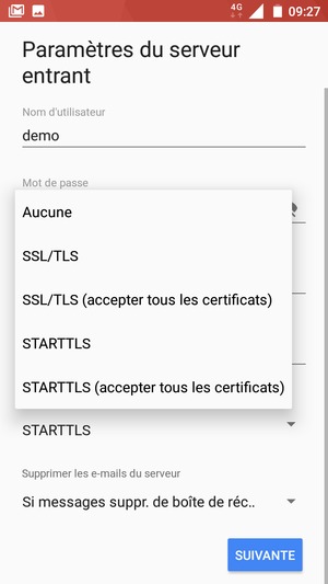 Sélectionnez Aucune puis SUIVANTE