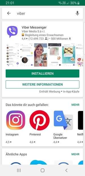 Wählen Sie die App