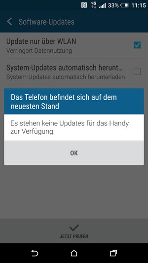 Falls Ihr Handy aktualisiert ist, wählen Sie OK