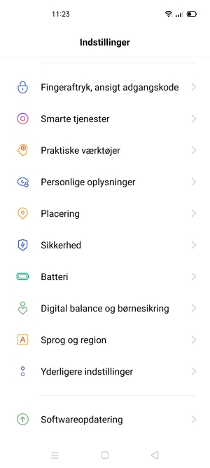 Scroll til og vælg Sikkerhed