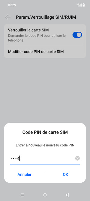 Veuillez confirmer votre nouveau code PIN de la carte SIM et sélectionner OK